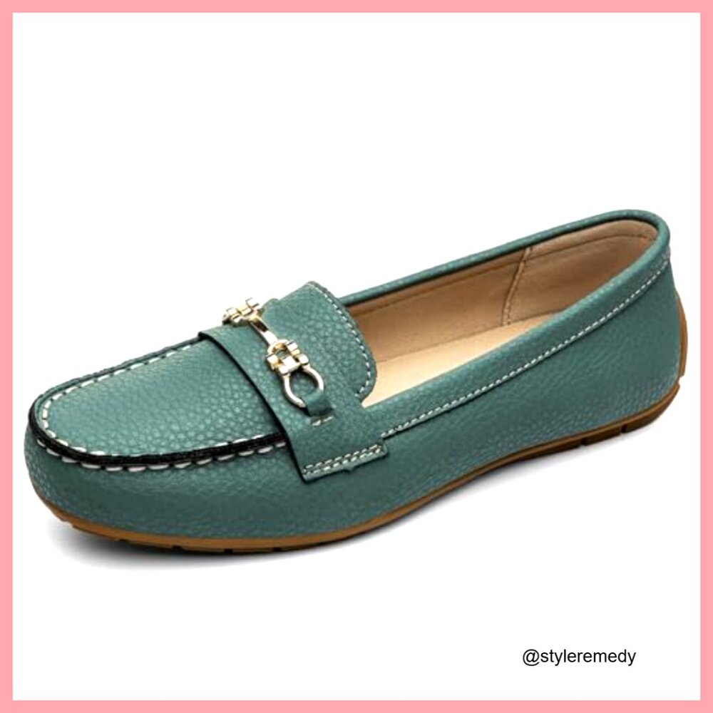 Leather Loafers Slip On Comfort Flats Business Casual Work Shoes - Picture 3 of 7